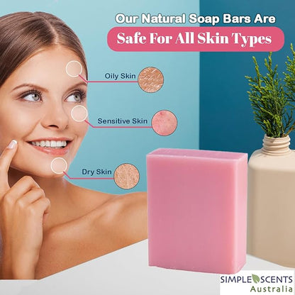 Rose Scented Natural Soap Bars (12 Bars), 3.5oz Moisturizing French Triple Milled Soap Bars Enriched with Shea Butter - Pure Plant Oil Bath & Body Bars