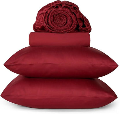 URBANHUT 800 Thread Count Egyptian Cotton Sheets Set King Size, 4 Pc Bed Sheet Sets For King Size Bed, Luxury Hotel Sateen Sheets Fits 16" Deep Pocket - Burgundy