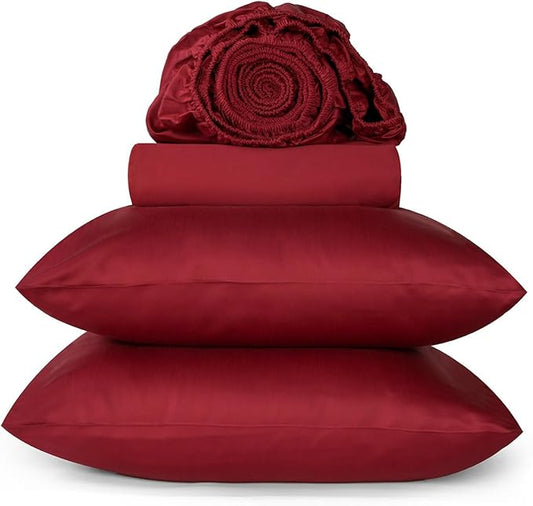 URBANHUT 800 Thread Count Egyptian Cotton Sheets Set King Size, 4 Pc Bed Sheet Sets For King Size Bed, Luxury Hotel Sateen Sheets Fits 16" Deep Pocket - Burgundy