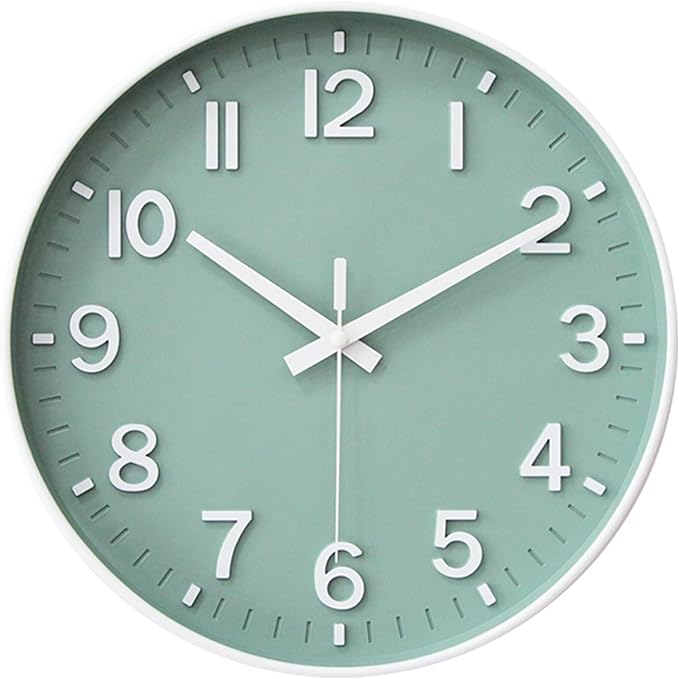 HZDHCLH Wall Clocks Battery Operated,Wall Clock Green,8 inch Wall Clock Silent Non Ticking Modern 3D Numbers for Kitchen Bedroom Living Room Office Classroom Decor