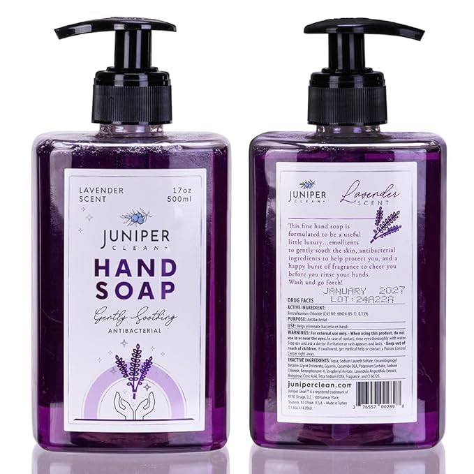 Antibacterial Hand Soap with Pump, Lavender Scent, Liquid Hand Soap 17 Fl Oz (Pack of 6)