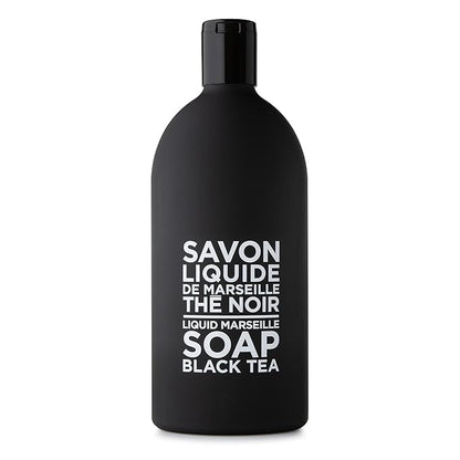 Compagnie de Provence Savon de Marseille Extra Pure Liquid Soap - Black Tea - 16.7 Fl Oz Glass Pump Bottle and 33.8 fl oz Plastic Bottle Refill