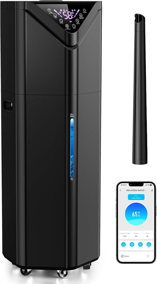 5Gal Humidifiers for Bedroom Large Room up to 2800ft², APP/Remote Control, 60H Supersized Cool Mist Humidifier with Auto 180°Mist Tube, 24H Timer, Top Fill Humidifiers for Home Office Bedroom Plants