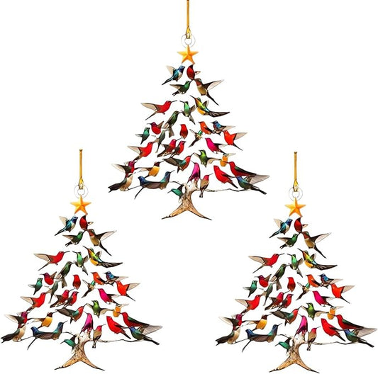 Hummingbird Christmas Ornament, Colorful Hummingbirds Tree Decor, Stacked Hummingbird Ornament for Christmas, Winter Hummingbirds Home Decoration, for Bird Lovers (1PC)(3pcs)