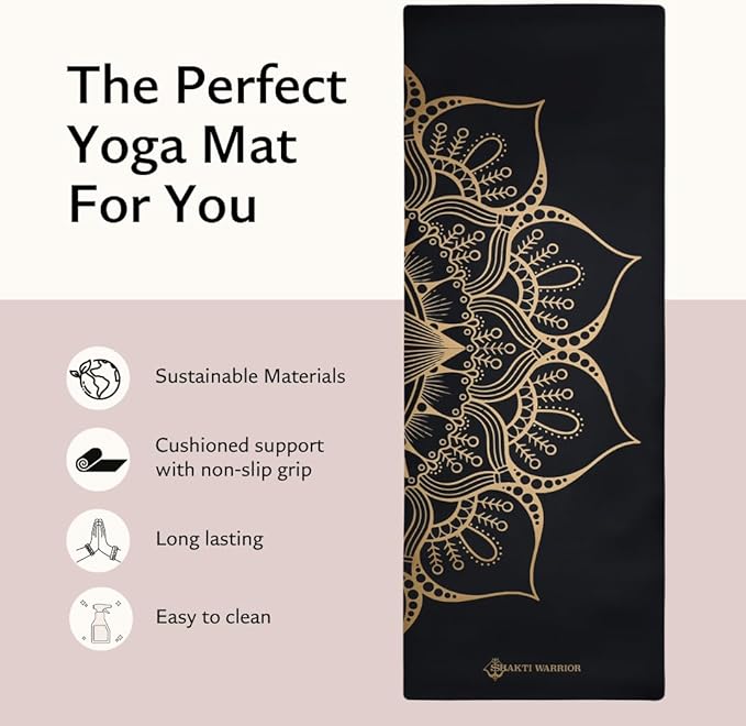 Shanti PU Yoga mat - Artist Designed, Premium eco friendly mats, Non Slip, Non Toxic, Great for Regular & Hot Yoga, Pilates and Work out (72 inch x 28 inch x 5mm Thick)k out (72 inch x 28 inch x 5mm Thick)