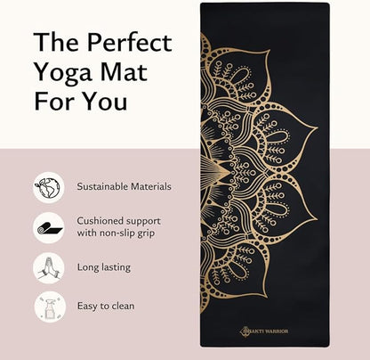 Shanti PU Yoga mat - Artist Designed, Premium eco friendly mats, Non Slip, Non Toxic, Great for Regular & Hot Yoga, Pilates and Work out (72 inch x 28 inch x 5mm Thick)k out (72 inch x 28 inch x 5mm Thick)