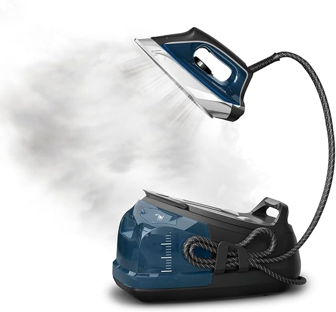 Rowenta, Iron, Stainless Steel Soleplate Professional Steam Station for Clothes, 1.1L Removable Tank, Fast Heat Up, 1800 Watts, Blue Clothes Iron, DG8624