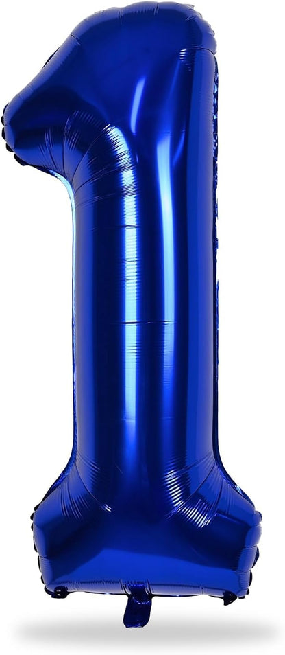 Navy Blue Number 1 Balloons, 40 In Large Dark Blue Number 1 Foil Helium Balloons for Men, Self Inflating Royal Blue Number Balloons 0-9 for Boys 1st 10th Birthday Anniversary Party Decoration