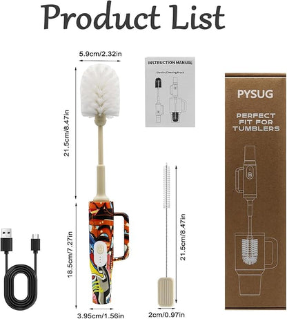 2-in-1 Long Handle Electric Bottle Brush Cleaner and Straw Cleaning Brush with Removable Brush Head, Multi-Function Rechargeable,for Stanley Cups, Baby Bottles, Pacifiers, Coffee Cups, Sports Bottles
