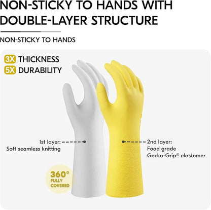 Vgo... 1 Pair Household Cleaning Gloves Infused with Rresh Rich Aromas, Lined Dishwashing Gloves,Long Sleeves Kitchen Gloves, Bathroom Cleaning, Gardening, Pet Care(Yellow,Size M,TP1117)