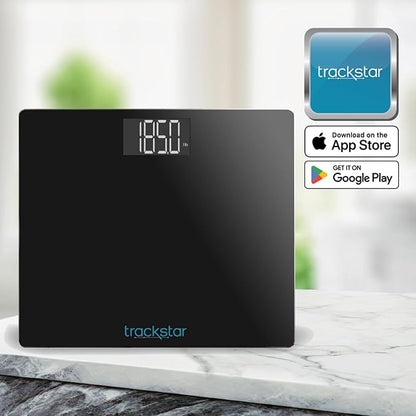 Trackstar Smart Wide-Platform Digital Weight Scale | 550 lb Weight Capacity | Trackstar Monitoring App | Bluetooth iOS & Android Compatible | Measure, Track, and Share Results