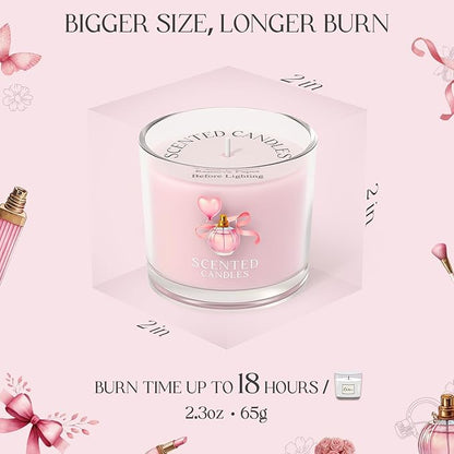 Pink Candles, Scented Candle Gift Set for Stress Relief, 6 Votive Candles for Women and Men, Birthday Candle Gifts for Women, Candles Gifts for Women (Pink, 14 oz)