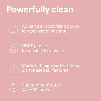ATTITUDE Baby Laundry Detergent Liquid, EWG Verified, Safe for Baby Clothes, Infant and Newborn, Vegan and Naturally Derived Washing Soap, HE Compatible, Unscented, 80 Loads, 67.6 Fl Oz