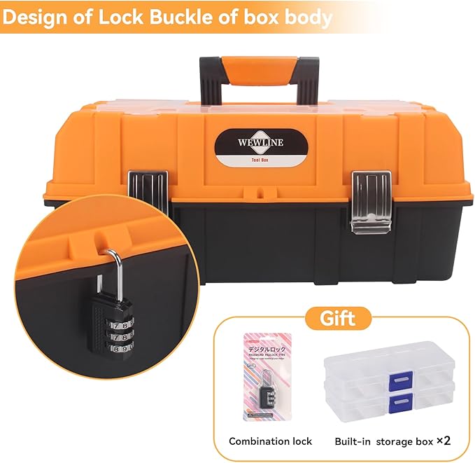 16.5-Inch Tool Box Organizer 3-Layer Multiplication Plastic Storage Toolbox with Portable Handle Perfect for Home Office Car Trunk Fishing