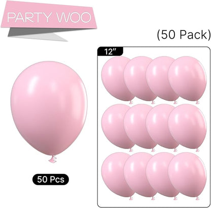 PartyWoo Pastel Pink Balloons, 50 pcs 12 Inch Pink Balloons, Baby Pink Balloons for Balloon Garland Balloon Arch as Birthday Party Decorations, Wedding Decorations, Baby Shower Decorations, Pink-Q05