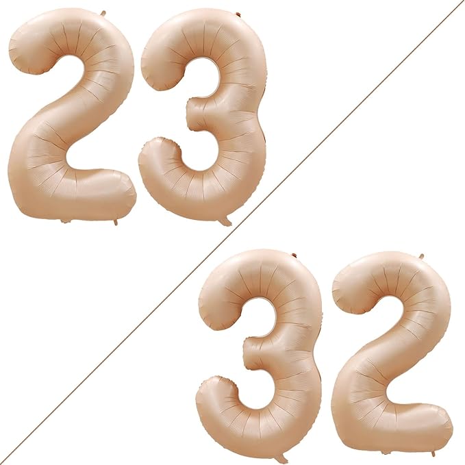 GOER Number 23 Balloons for 23rd Birthday Party Decorations,42 Inch Jumbo Foil Helium 32 Balloons for 32nd Birthday Party Decoration (Caramel)