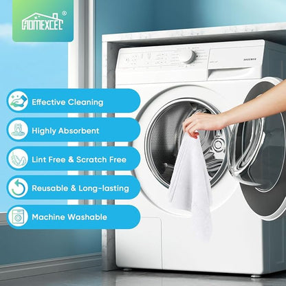 HOMEXCEL White Microfiber Cleaning Cloths 10 Pack, Highly Absorbent, Lint & Scratch-Free Cleaning Rags for House Kitchen, Black Microfiber Towels for Car 11.5 x 11.5 inch