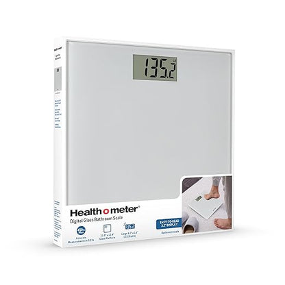Health o meter Compact Digital Glass Bathroom Scale – 450 lb Capacity, 4 Load Cells, 3.2" LCD Display, Tempered Glass Platform, Auto Shut-Off, Low Battery Indicator, Non-Skid Feet, 5-Year Warranty