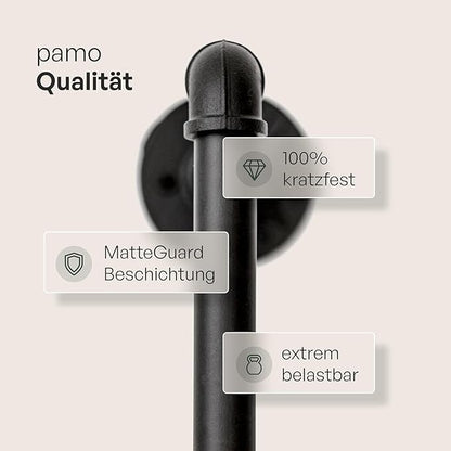 pamo Industrial Design garment rack - LAS I Black - freestanding Coat Rack for Walk-In Wardrobe Wall I Clothes Rack Made of Black Sturdy Pipes freestanding from Water Pipe