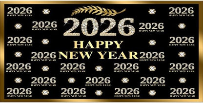 Leyiyi 20x10ft 2026 Happy New Year Backdrop Sparkling Diamond Black and Gold Photography Background Step and Repeat Diamond 2026 Photo Backdrop New Year Eve Holiday Party Photo Props