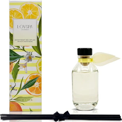 LOVSPA Reed Diffuser Set, Sage & Citrus Scented Oil Diffuser with Sticks, Home Fragrance Accessories for Bathroom Shelf Decor, Aroma Diffusers for Home or Office Desk, USA Made