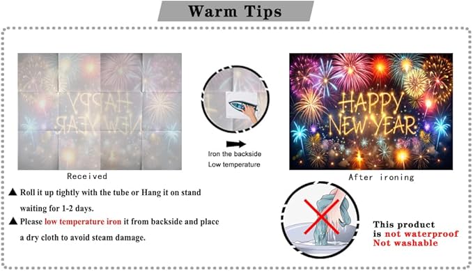 7X5 Happy New Year Party Backdrop Decoration Supplies, Extra Large Fabric Happy New Year Banner for 2026 Party Decoration Fireworks Photo Booth Backdrop Background 127