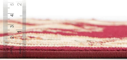 Rugs.com Chateau Collection Rug – 8 Ft Round Red Medium-Pile Rug Perfect for Kitchens, Dining Rooms