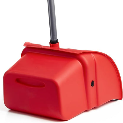 Janico 1087 Bristles Jumbo Lobby Dustpan - Upright Position with Ergonomic Handle - Red
