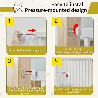 Lumizone Extra Tall Cat Gate 55.12" High Pressure Mounted Extra Wide 2025 New (17 Sizes) 1.37" Gap No Drilling Auto-Close One-Handed Operation Tall Pet Gate for Dogs(White, 55.12" H x 80.12"-84.44" W)