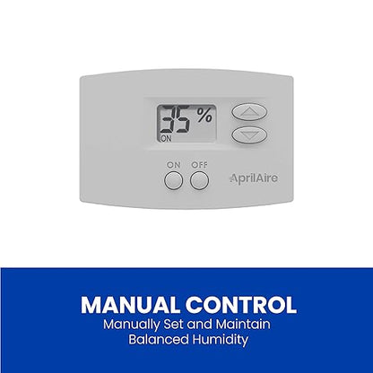 AprilAire 865 Whole-House Steam Humidifier, Manual Steam Humidifier with Wall Mount Fan, Whole-House Humidifier for Homes without HVAC Duct System up to 10,300 Sq. Ft., White