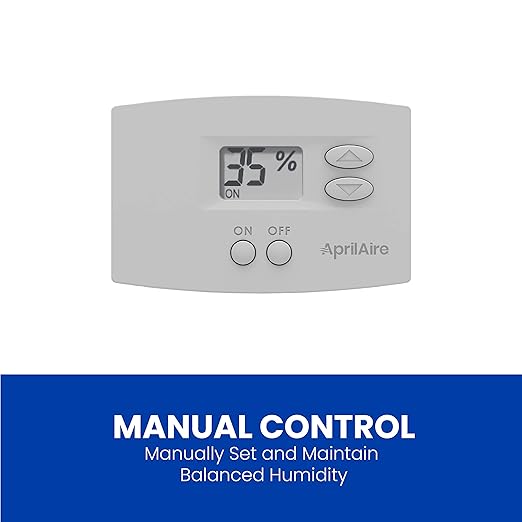 AprilAire 865 Whole-House Steam Humidifier, Manual Steam Humidifier with Wall Mount Fan, Whole-House Humidifier for Homes without HVAC Duct System up to 10,300 Sq. Ft., White
