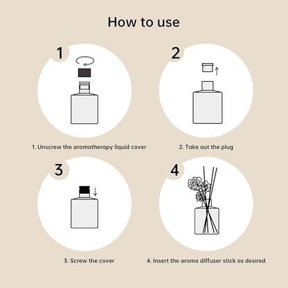 XEPTLE Jasmine Breeze Reed Diffuser Set, Eliminate Odors 7.04 oz, Air Freshener with 5 Reusable Sticks Home Fragrance for Bedroom, Scent Diffuser - Purple