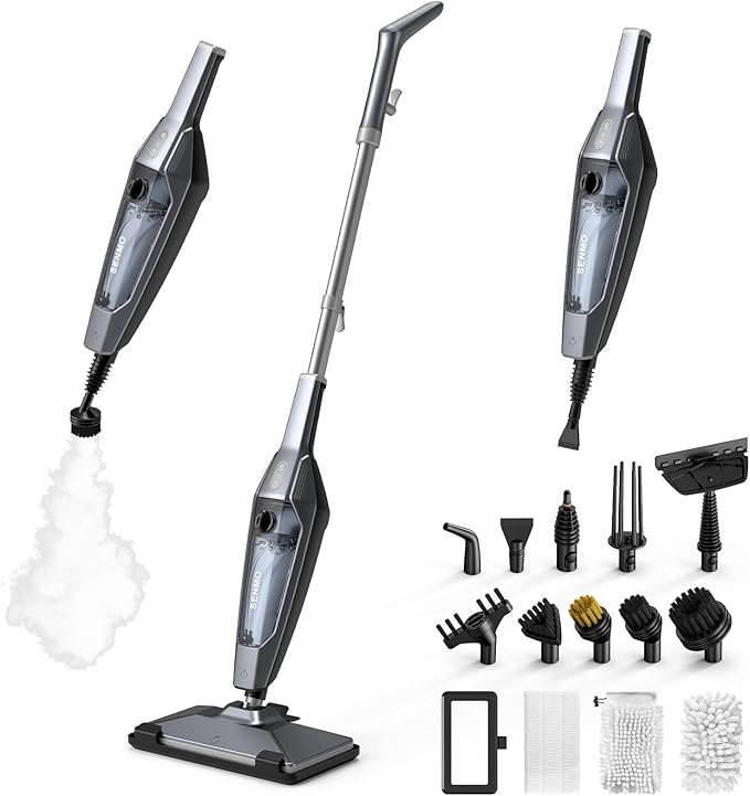 SENMO Steam Mop, 14-in-1 Detachable Steam Cleaner for Home and Floor, 1300W 228°F Deep Cleaning MultiPurpose Floor Steamer with 14 Attachments for Hardwood Floors, Tile, Grout, Furniture, Carpet, Wall