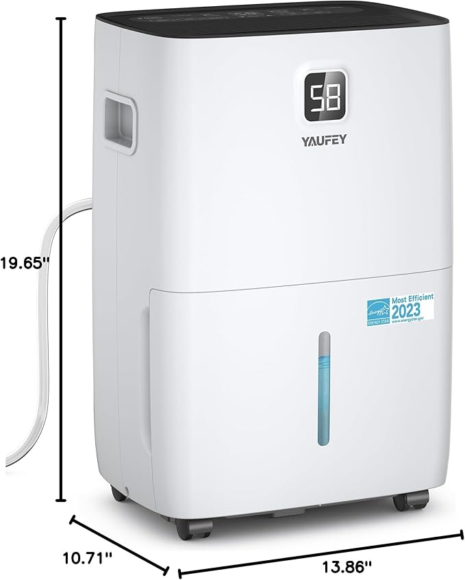 Yaufey 80 Pints Energy Star Dehumidifier for Home, Basement and Large Room up to 5000 Sq. Ft., with Drain Hose, Timer, Intelligent Humidity Control and Large Water Tank