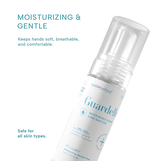 Well Before Guardelle, Alcohol-Free Foaming Hand Sanitizer - 97% Water, Non-Sticky Micro-Foam, 7 fl oz (Pack of 1)