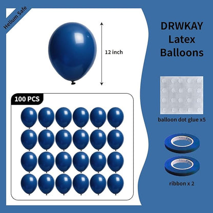 Royal Blue Balloons 100 Pack, 12 Inch Latex Helium Blue Balloons Garland for Elegant Birthday Wedding Baby Shower Graduation Arch Party Decorations