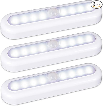STAR-SPANGLED 3 Pack 7” Motion Sensor Lights Indoor Battery Operated, Stick on LED Light for Closet, Stairs, Under Cabinet, Cool White