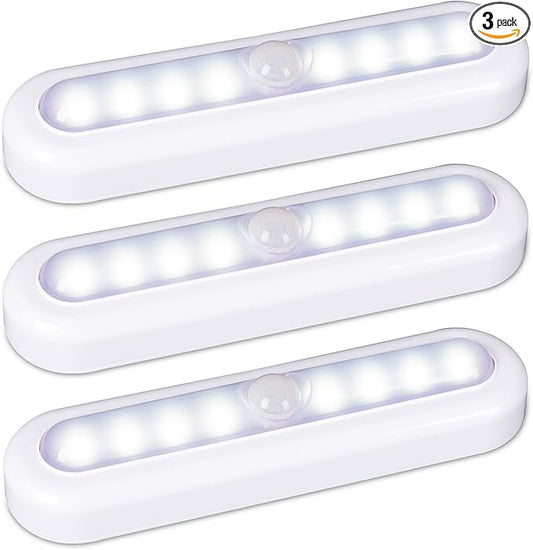 STAR-SPANGLED 3 Pack 7” Motion Sensor Lights Indoor Battery Operated, Stick on LED Light for Closet, Stairs, Under Cabinet, Cool White
