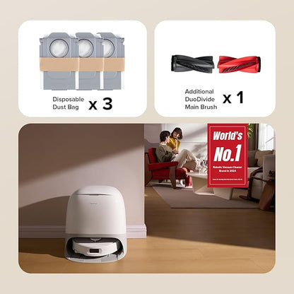 roborock Qrevo Curv S5X Robot Vacuum and Mop, 17000Pa Suction, Zero-Tangling Design, FlexiArm Side Brush, Smart Obstacle Avoidance, Self-Washing & Drying & Emptying for Carpet, Pet Hair, Hard Floor