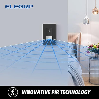 ELEGRP Occupancy Motion Sensor Light Switch, PIR Infrared Motion Activated Wall Switch, No Neutral Wire, Single Pole for CFL/LED/Incandescent Bulb, with Wall Plate, UL Listed (10 Pack, Matte Black)