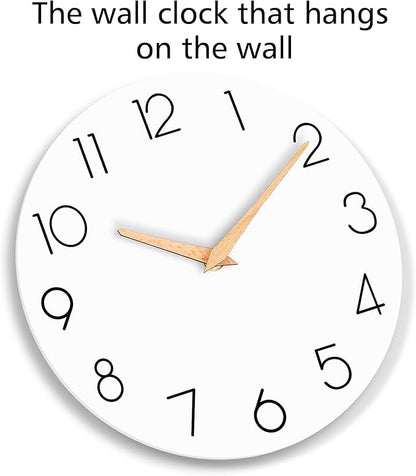 Wall Clock, White Silent Non-Ticking, Decorative Battery Operated Wall Clocks for Bedroom, Kitchen, Home, Office, School, Hotel (8 Inch)