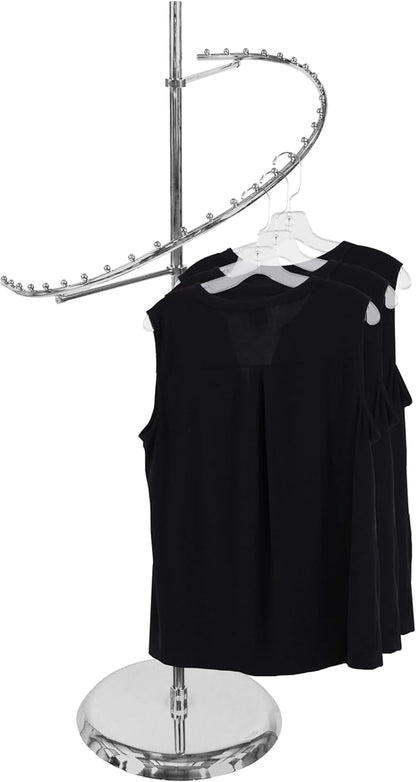 SSWBasics Sleek Chrome Spiral Clothing Rack - 29 Ball Retail Clothing Display Stand - 63"H - Boutique Garment and Accessories Display - Stylish Clothing Display Racks for Retail Stores