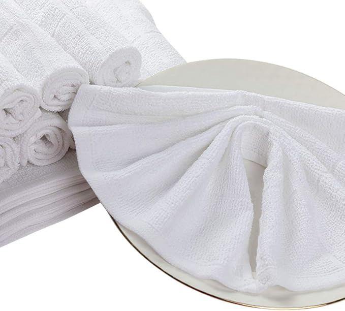 Glynniss Dishcloths Kitchen Highly Absorbent Dish Rags 100% Cotton Dish Cloths for Washing Dishes, Cleaning (11 x 11 Inches, 24 pcs, White)