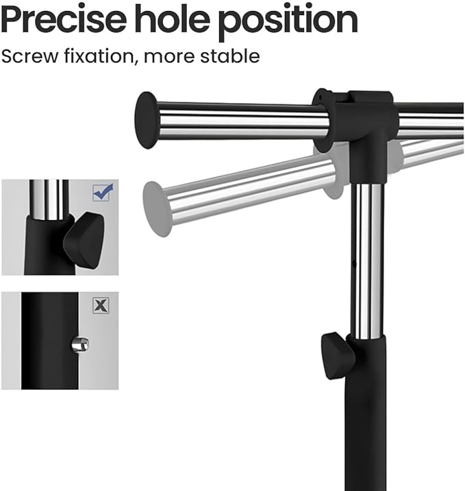 LiaMeE Adjustable Clothing Rack for Hanging Clothes, Heavy Duty Garment Rack with Wheels，Free Standing Rolling Clothes Rack with Shelf & Grid, Easy Assembly Standard Rod, Black & Chrome