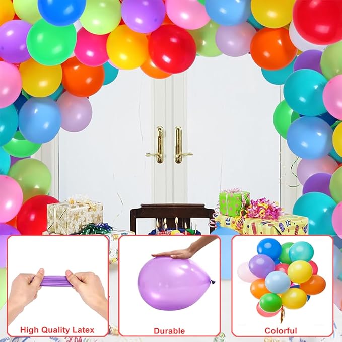 600 Pcs Balloons Assorted Color, Rainbow Birthday Strong Latex Balloon Bulk Pack for or Birthday Wedding Anniversary Party Decorations