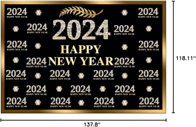 Leyiyi 12x10ft 2026 Happy New Year Backdrop Sparkling Diamond Black and Gold Photography Background Step and Repeat Diamond 2026 Photo Backdrop New Year Eve Holiday Party Photo Props