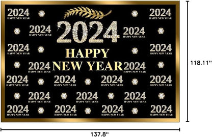 Leyiyi 12x10ft 2026 Happy New Year Backdrop Sparkling Diamond Black and Gold Photography Background Step and Repeat Diamond 2026 Photo Backdrop New Year Eve Holiday Party Photo Props