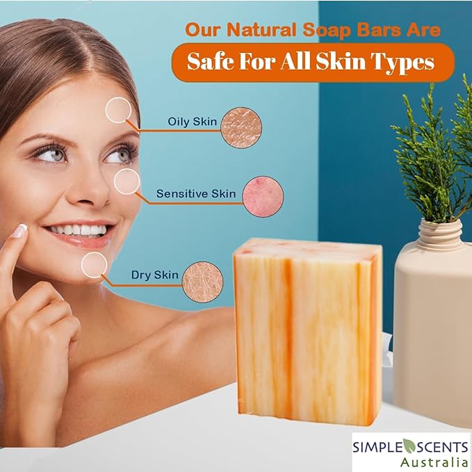 Orange Zest Scented Natural Soap Bars (5 Bars), 3.5oz Moisturizing French Triple Milled Soap Bars Enriched with Shea Butter - Pure Plant Oil Bath & Body