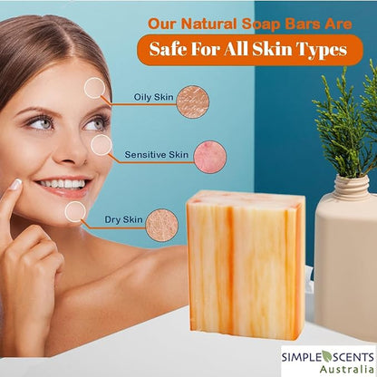 Orange Zest Scented Natural Soap Bars (5 Bars), 3.5oz Moisturizing French Triple Milled Soap Bars Enriched with Shea Butter - Pure Plant Oil Bath & Body