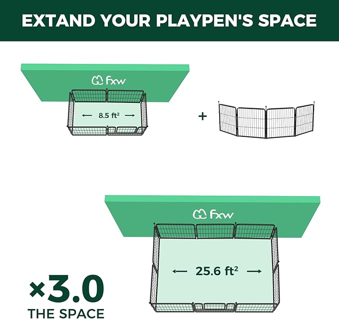 FXW Instant Unleashed Dog Playpen, Portable Pet Fence for Outdoor, RV Trips, and Camping, 24inch, 4 Panels for Puppy and Small Dogs│Patented